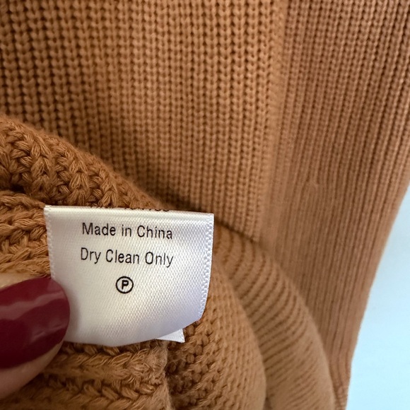 STAUD Marylebone Camel Long Sleeve Crewneck Knit Sweater Dress Size Large - Picture 7 of 11